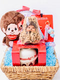 Deluxe Elegant  Monchhichi Gift Basket|Wicker Basket Bundle|ATGBDesigns